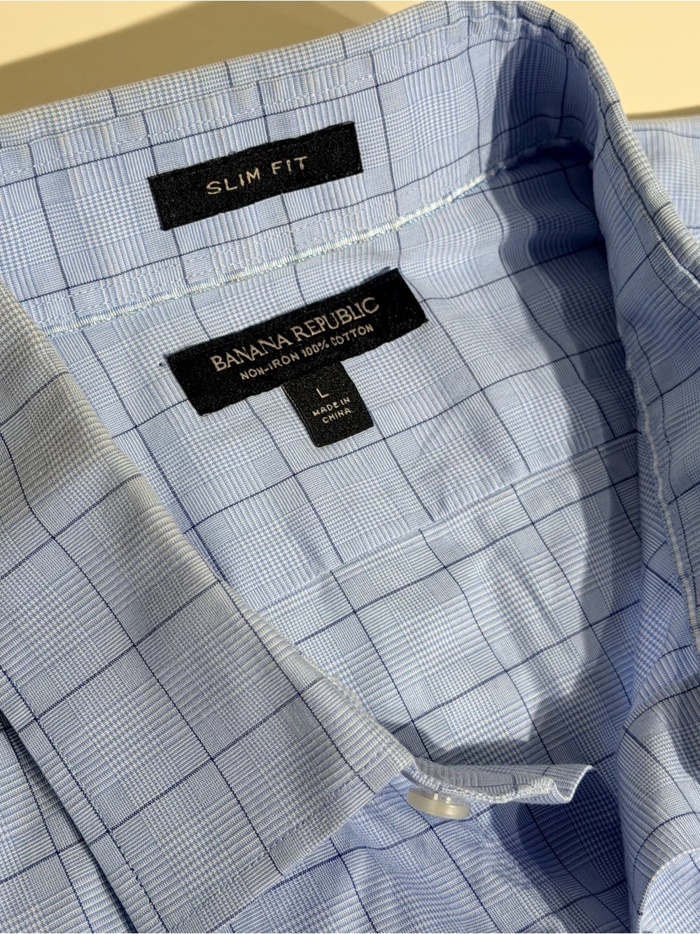 Banana Republic Blue Windowpane Slim Fit Dress Shirt
